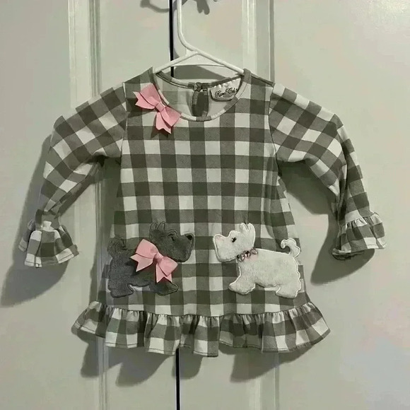 Rare Editions Girls 3T Scottie Dog Tunic Top super cute detailing - Picture 1 of 8